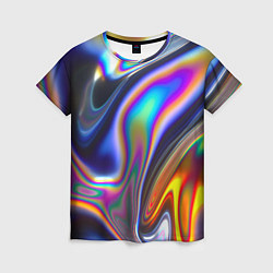 Женская футболка Абстрактный разноцветный жидкий металл