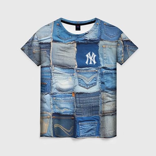 Женская футболка Patchwork - New York yankees baseball team / 3D-принт – фото 1