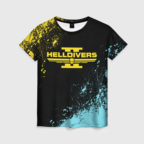 Женская футболка Helldivers 2 logo yellow and blue splash / 3D-принт – фото 1