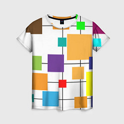 Женская футболка Разноцветные квадраты паттерны