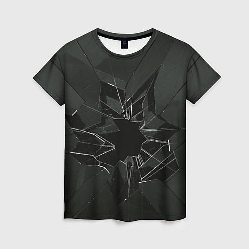 Женская футболка Черное разбитое стекло / 3D-принт – фото 1