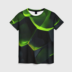 Женская футболка Green neon abstract geometry
