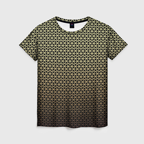 Женская футболка Паттерн чёрно-бежевый треугольники / 3D-принт – фото 1