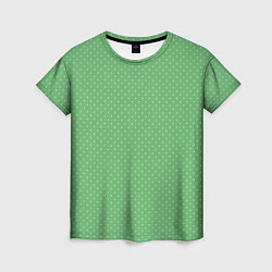 Футболка женская Светлый зелёный в маленький белый горошек, цвет: 3D-принт