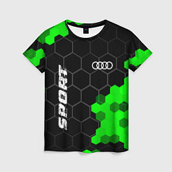 Женская футболка Audi green sport hexagon
