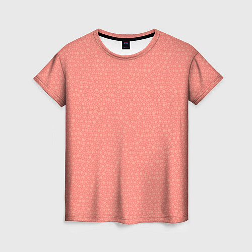 Женская футболка Паттерн мозаика тёмно-персиковый / 3D-принт – фото 1