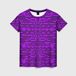 Футболка женская Чёрные полосы на фиолетовом фоне, цвет: 3D-принт
