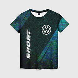 Женская футболка Volkswagen sport glitch blue