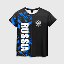 Женская футболка Россия - синяя абстракция