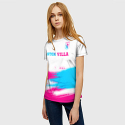 Футболка женская Aston Villa neon gradient style посередине, цвет: 3D-принт — фото 2