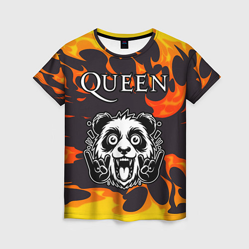Женская футболка Queen рок панда и огонь / 3D-принт – фото 1