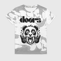 Женская футболка The Doors рок панда на светлом фоне