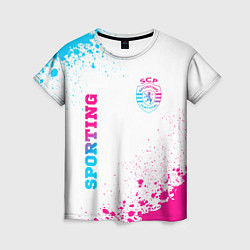 Женская футболка Sporting neon gradient style вертикально