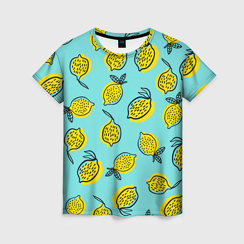 Женская футболка Летние лимоны - паттерн / 3D-принт – фото 1