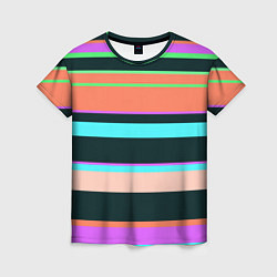 Женская футболка Цветные разные полосы