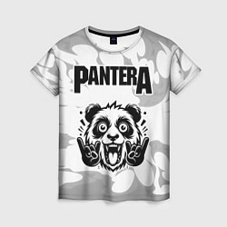 Женская футболка Pantera рок панда на светлом фоне