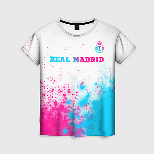 Женская футболка Real Madrid neon gradient style посередине / 3D-принт – фото 1