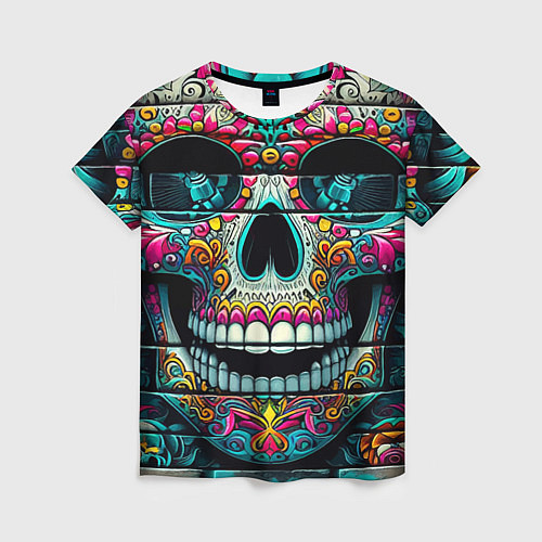 Женская футболка Cool skull - graffiti ai art / 3D-принт – фото 1