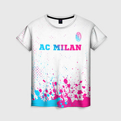 Футболка женская AC Milan neon gradient style посередине, цвет: 3D-принт