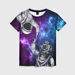 Женская футболка Сотворение космонавт и водолаз
