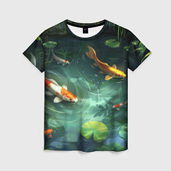 Женская футболка Рыбки Кои плавают в пруду