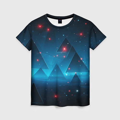 Женская футболка Пирамиды в космосе абстракции / 3D-принт – фото 1