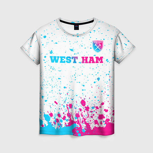 Женская футболка West Ham neon gradient style посередине / 3D-принт – фото 1