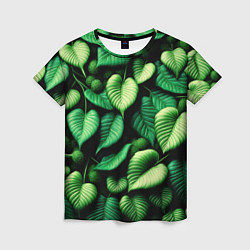 Женская футболка Зеленые листья и мох