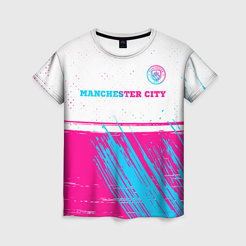 Женская футболка Manchester City neon gradient style посередине / 3D-принт – фото 1