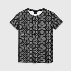 Женская футболка Белый геометрический узор на черном фоне
