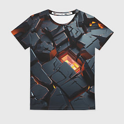 Женская футболка Черные камни с разломами