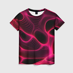 Женская футболка Неоновая яркая геометрическая абстракция со светом