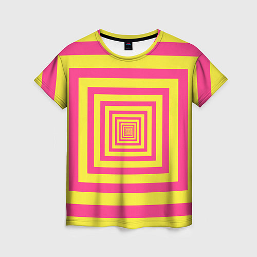 Женская футболка Желтые квадраты трансформация / 3D-принт – фото 1
