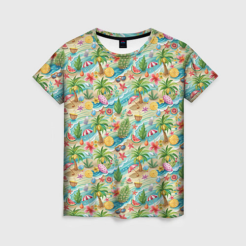 Женская футболка Летнее настроение паттерн / 3D-принт – фото 1