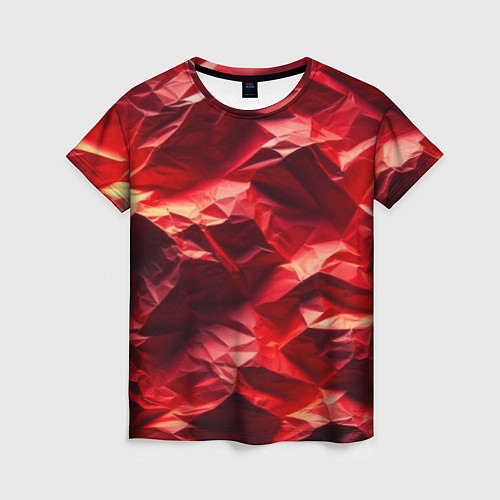 Женская футболка Эффект текстуры мятой красной бумаги / 3D-принт – фото 1
