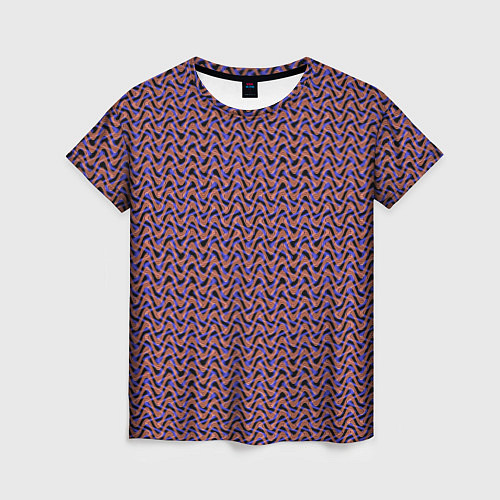 Женская футболка Фиолетово-коричневые волнистые линии / 3D-принт – фото 1