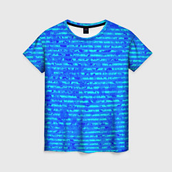 Женская футболка Яркий голубой абстрактный полосатый