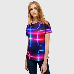 Футболка женская Светящиеся неоновые дуги, цвет: 3D-принт — фото 2