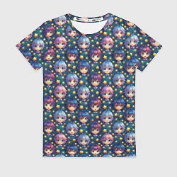 Футболка женская Аниме персонажи паттерн, цвет: 3D-принт