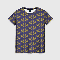 Футболка женская Золотые совы на фиолетовом - паттерн, цвет: 3D-принт