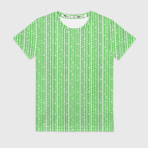 Женская футболка Светлый зелёный полосы-узоры / 3D-принт – фото 1