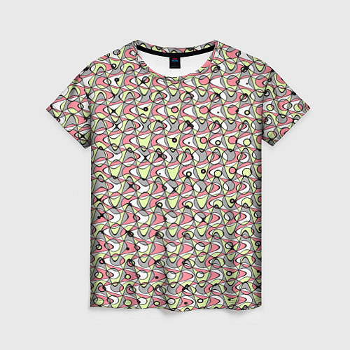 Женская футболка Абстрактный паттерн салатово-розовый / 3D-принт – фото 1