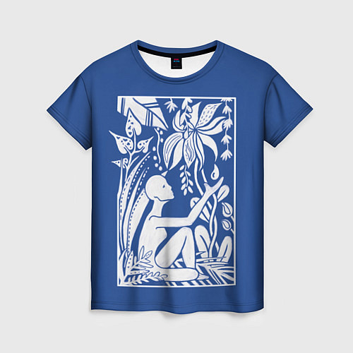 Женская футболка Силуэт девушки с растениями / 3D-принт – фото 1