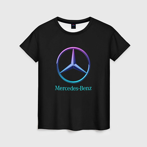Женская футболка Mercedes neon logo / 3D-принт – фото 1
