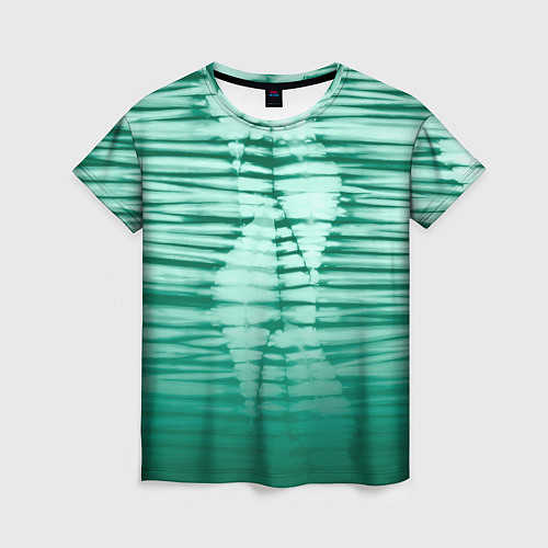 Женская футболка Tie-dye green stripes / 3D-принт – фото 1