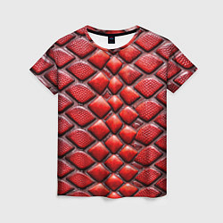 Футболка женская Змеиная объемная текстурная красная кожа, цвет: 3D-принт