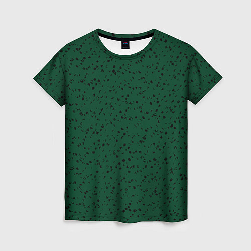 Женская футболка Тёмный зелёный мелкими пятнами / 3D-принт – фото 1