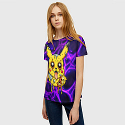 Футболка женская Растекшийся Пикачу зомби на неоне, цвет: 3D-принт — фото 2