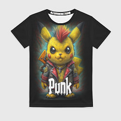 Женская футболка Панк Пикачу в косухе