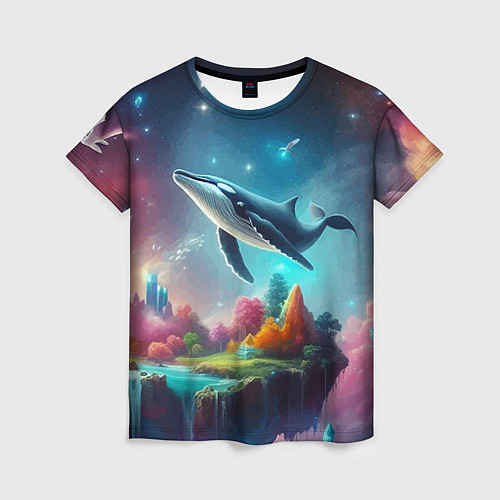 Женская футболка Космический кит - нейросеть / 3D-принт – фото 1